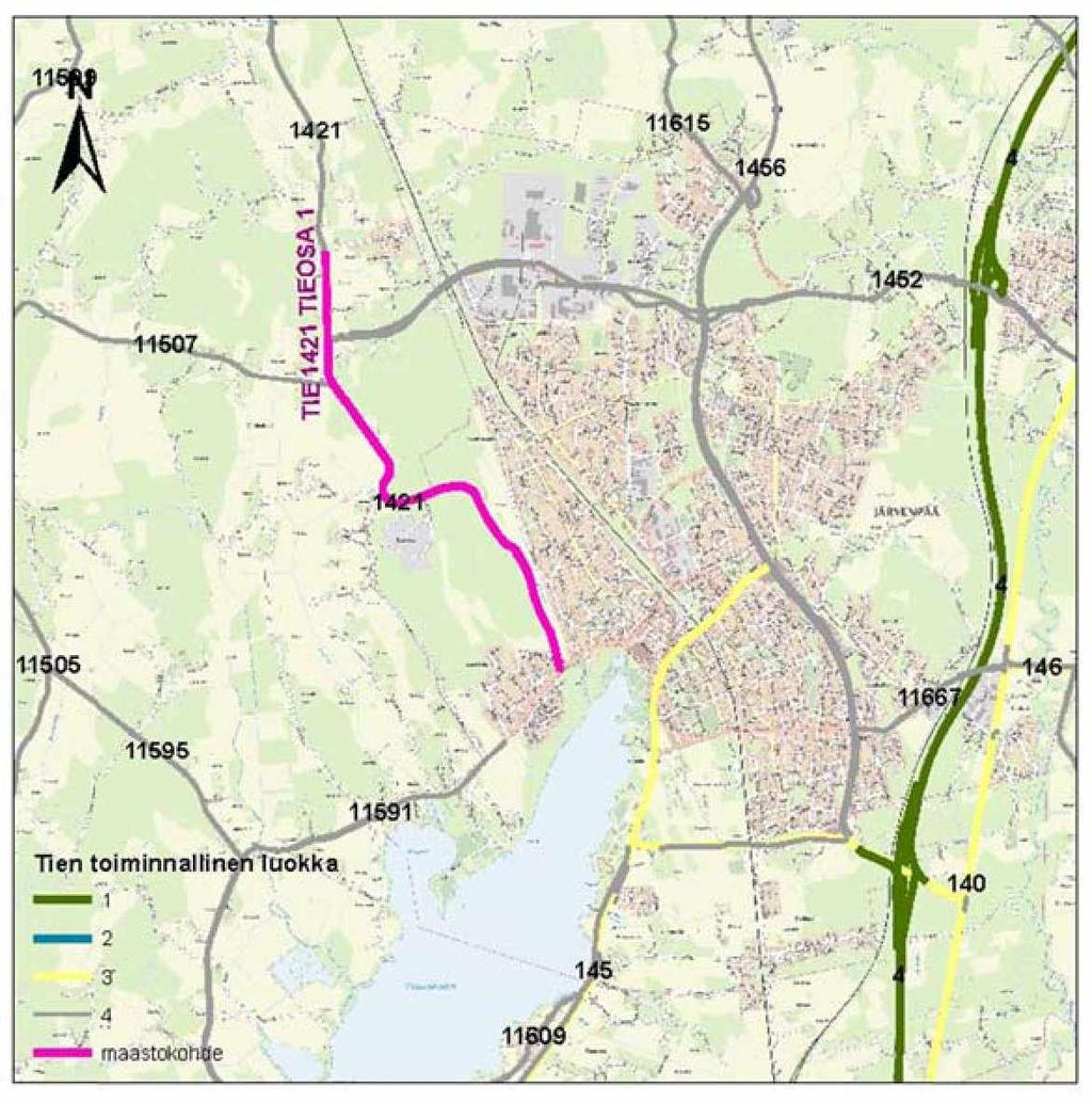 36 Maantie 1421, tieosa 1, suunta 1, kaista 1 Liikenne: KVL: 3083 ajon/vrk, KVLRAS: 66 ajon/vrk (2%), KVLYhd: 26 ajon/vrk Kuva 29.