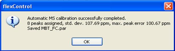 6. Tarkista Calibration- välilehdestä (Kuva 3 ), että Peak Assignment Tolerance -parametri on asetettu 1 000 ppm:n enimmäisarvoon (Kuva 8). Kuva 8 Peak Assignment Tolerance -parametri 7.