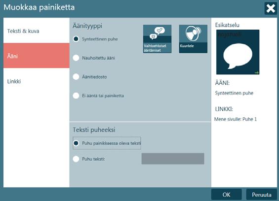 Linkki-välilehdeltä lisätä tai poistaa linkityksiä.