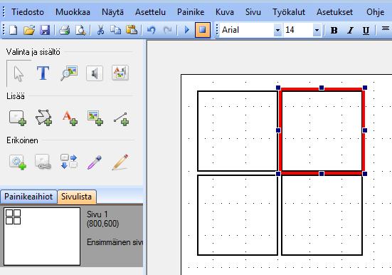 Pidä hiiren vasen näppäin alas painettuna ja venytä ruutua isommaksi tai pienemmäksi. Aktivoi kaikki painikkeet, jotka haluat muokata.