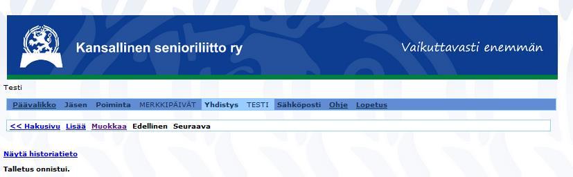 32 (35) Yhdistyssovelluksella päivitetään yhdistyksen tietoja. Tietoja pääsee muuttamaan klikkaamalla Muokkaa (Päivitä) -painiketta.