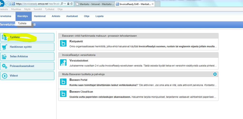 Page 1 of 13 BASWARE INVOICE READY KÄYTTÖOHJE Kirjaudu sähköpostiviestistä suoraan tai kirjoittamalla osoiterivi osoitehakemistoon: https://invoiceready.emce.net/neologinf/login.