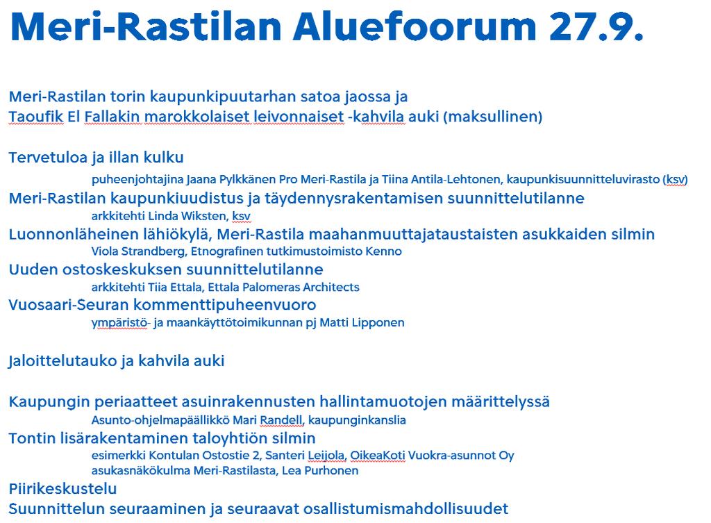 MERI-RASTILAN ALUEFORUM 27.9.
