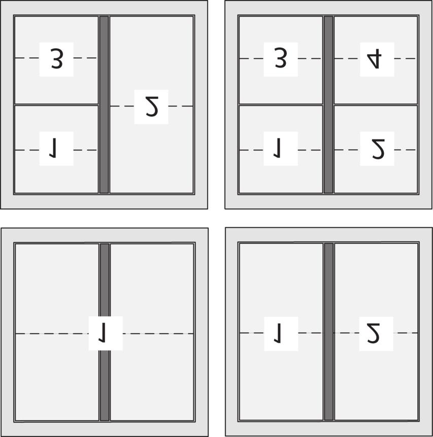 Painikemoduulin lttimet eri versioissa 4-kanavainen 3-kanavainen 2-kanavainen 1-kanavainen 1 1 yläosa 1 yläosa 1 yläosa 1 yläosa 1 2 1 alaosa 1 alaosa 1 yläosa 1 yläosa 2 3 3 yläosa 3 yläosa 1 alaosa
