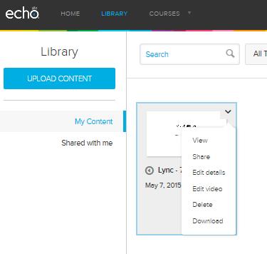 Oman Echo360 videokirjaston (Library) käyttö Videokirjaston käyttö muuhun kuin opiskeluun liittyviin videoihin on ehdottomasti kielletty!
