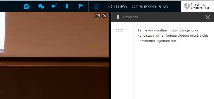 Omat Muistiinpanot (Notes) videoissa Notes-toiminnolla voit kirjoittaa itsellesi