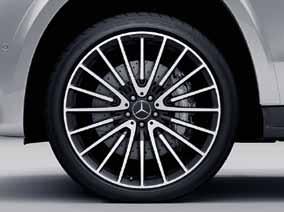 295/40 R 21 (vakiovaruste mallissa Mercedes-AMG GLS 63 4Matic) 692 21-tuumaiset AMG-kevytmetallivanteet, mattamustat ja vanteen reuna kiiltosorvattu, renkaat 295/40 R 21
