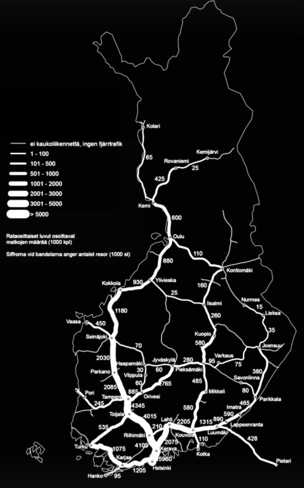 PIRKANMAAN SAAVUTETTAVUUS Rautateiden matkustajavirrat 2015 Kansainvälinen saavutettavuus on nykyisen globalisaation aikana välttämättömyys.