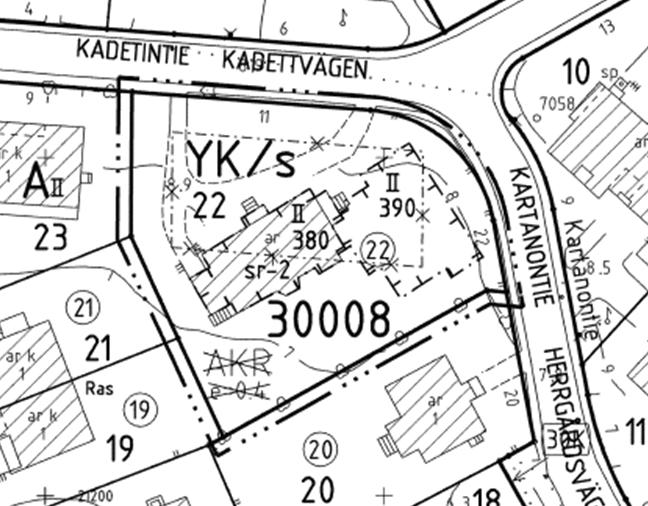 4 Asemakaava Alueella on voimassa asemakaava nro 0872 (hyväksytty 0..2003). Tontti on kirkkojen ja muiden seurakunnallisten rakennusten korttelialuetta (YK/s), jolla ympäristö tulee säilyttää.