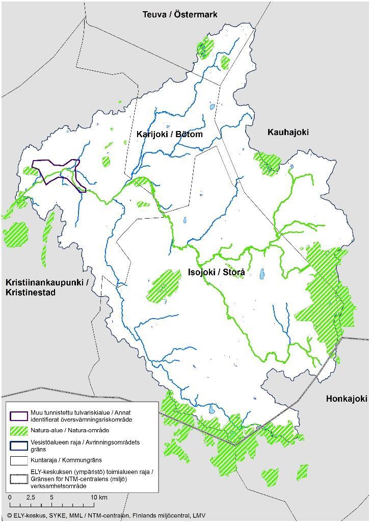 Ympäristöselostus Liite 7. Kuva 3. Lapväärtin-Isojoen vesistöalue sekä tunnistettu tulvariskialue ja Lapväärtin-Isojoen Natura-alue. 4.