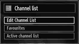 Select Edit Channel List to manage all stored channels. Use or and OK buttons to select Edit Channel List. Operating the Channel List Pressing or button moves to the previous/ next character.