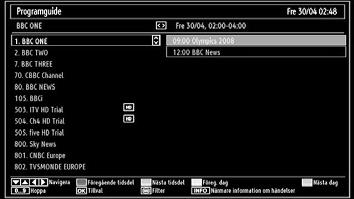 Blå knapp (filter): Visar fi ltreringsalternativ. SWAP (Nu) : Visar det aktuella programmet.