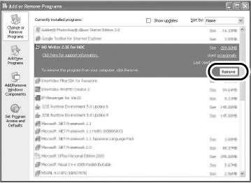 Napsauta [Change/ Remove] ([Change orremove] tai [Add/Remove]) tai [Uninstall].