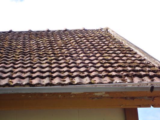 Vesikatteena on tiilikate. Vesikatteen kuntoa tarkasteltiin maasta käsin, koska katolle ei ole talotikkaita. Tiilikate on asennettu vanhan pärekatteen päälle.