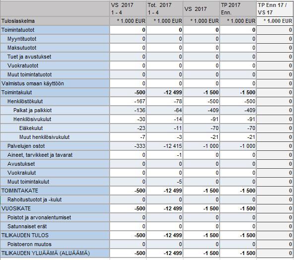 33 (34) Raitiotie kehitysohjelma -palveluryhmän toteutuneet toimintakulut ylittävät 12,0 milj.