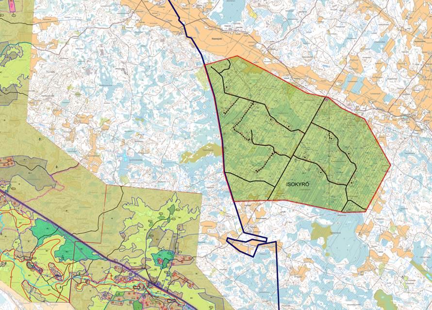 FCG SUUNNITTELU JA TEKNIIKKA OY Kaavaselostus 12 (83) 4.2.4 Yleis- ja asemakaavat Suunnittelualueen läheisyydessä ei ole Isonkyrön kunnan alueella yleis- tai asemakaavoitettuja alueita.