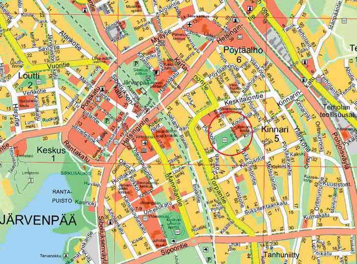 Suunnittelualueen likimääräinen sijainti punaisella ympyröitynä. 1.2 ALOITE TAI HAKIJA Asemakaavan muutos laaditaan kaupungin aloitteesta. Kaupunginvaltuusto on linjannut 8.5.