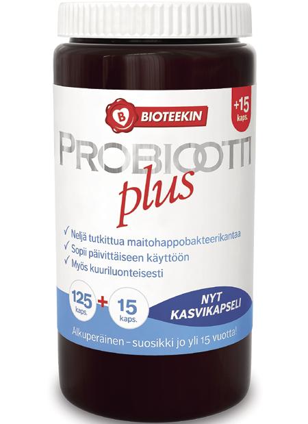 Aito ja alkuperäinen PROBIOOTTI PLUS TÄHTITARJOUS! Probiootti plus sisältää neljää erilaista bakteerikantaa sekä bakteereiden hyvinvointia tukevia aineita.
