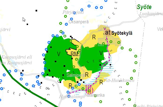 Yleiskaavassa alue urheilu- ja virkistyspalvelujen-aluetta (VU-2) ja Kaupallisten matkailupalvelujen