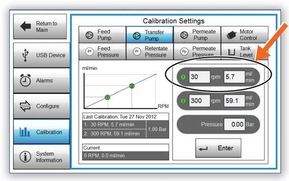 2 Siirtopumpun kalibrointi Vaihe 9 Toimi Valitse Calibration Settings (Kalibrointiasetukset)
