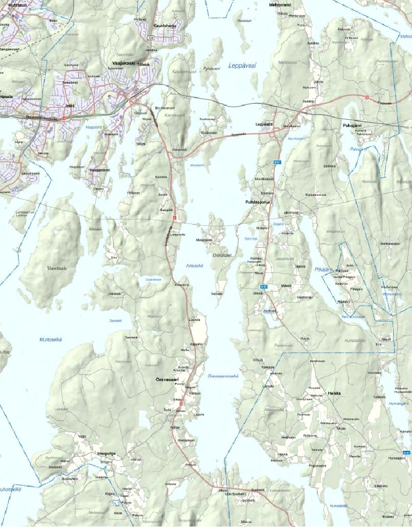 JYVÄSKYLÄN PALVELULIIKENTEET 6 Kuva 3. Vaajakosken Poimurin ohjeelliset toiminta-alueet. Poimuri-liikenteen lisäksi Vaajakosken ja Palokan ympäristössä tuotetaan palvelua asiointilinjoilla.