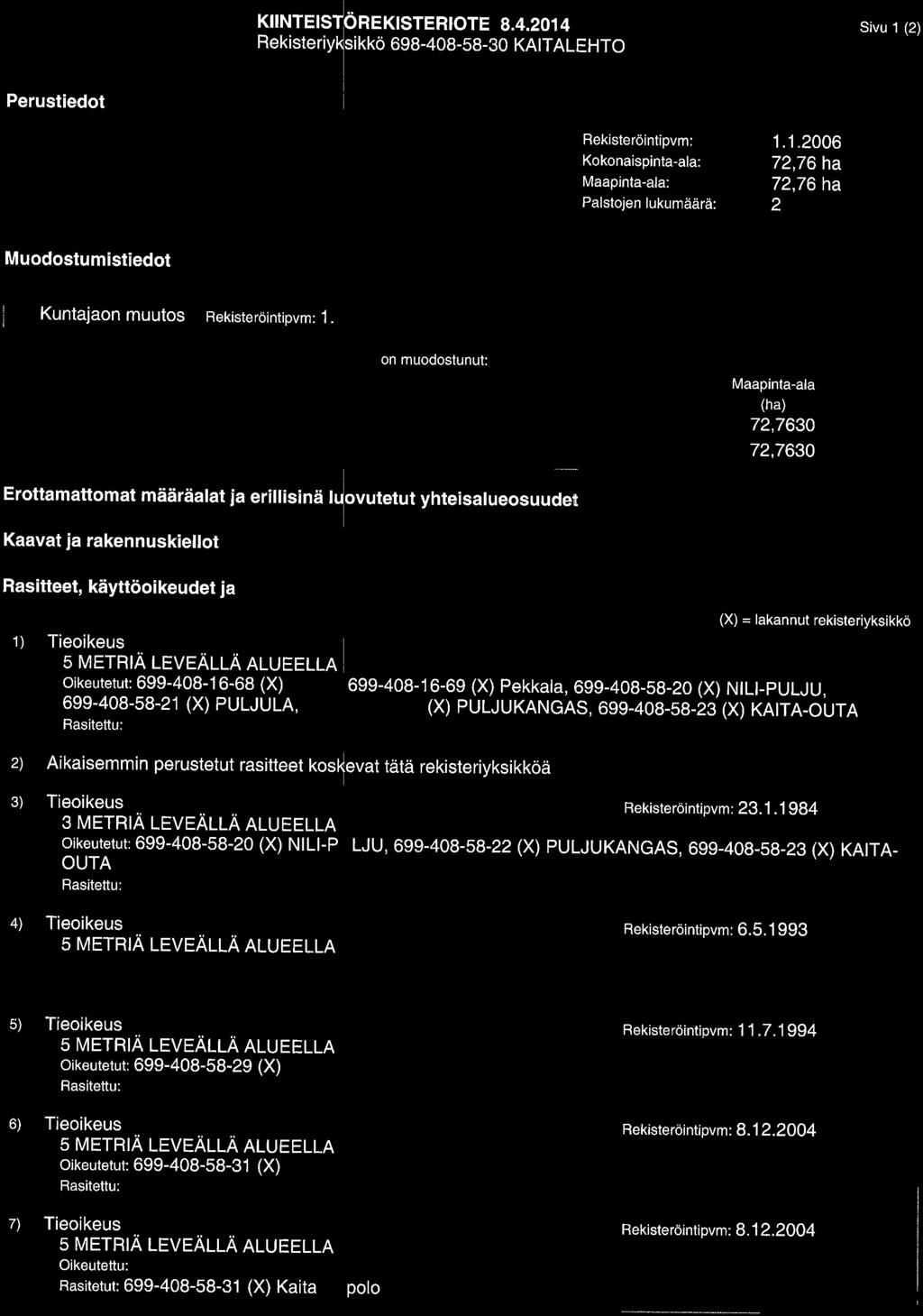 rekisteriyksikk 5 MTRIA LVALL ALULLA ikeutetut: 699-408-16-68 (X) 699-408-1 6-69 (X) Pekkala, 699-408-58-20 (X) NtLt-pULU, 699-408-58-21 (X) PULULA, (x) PULUKANGAS, 6ee-408-s8-23 (X) KATTA_OUTA