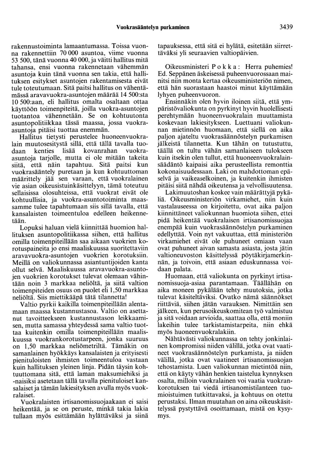 Vuokrasääntelyn purkaminen 3439 rakennustoiminta lamaantumassa.