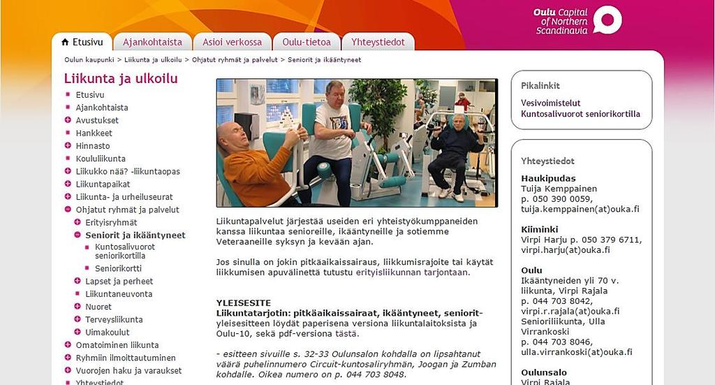 ikääntyneiden liikuntapalveluista.