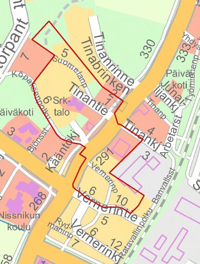 Alkuperäiseen osallistumis- ja arviointisuunnitelmassa esitettyyn rajaukseen on jouduttu ottamaan mukaan kaksi korttelia Ratavallin asemakaavan alueelta uusien liikennejärjestelyjen toteuttamiseksi.