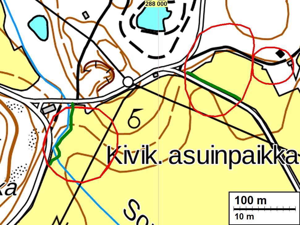 merkitystä, koska jäätynyt kerros oli muokattua peltokerrosta. Tarvittaessa kaivannon pohjaa ja leikkauksia puhdistettiin esille lapiolla tai lastalla.