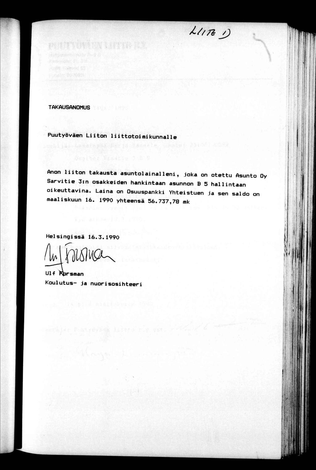 ^//n j) '» 7 ; TAKAUSANOMUS Puuyöväen Lon loomkunnall Anon lon akausa asunolana!