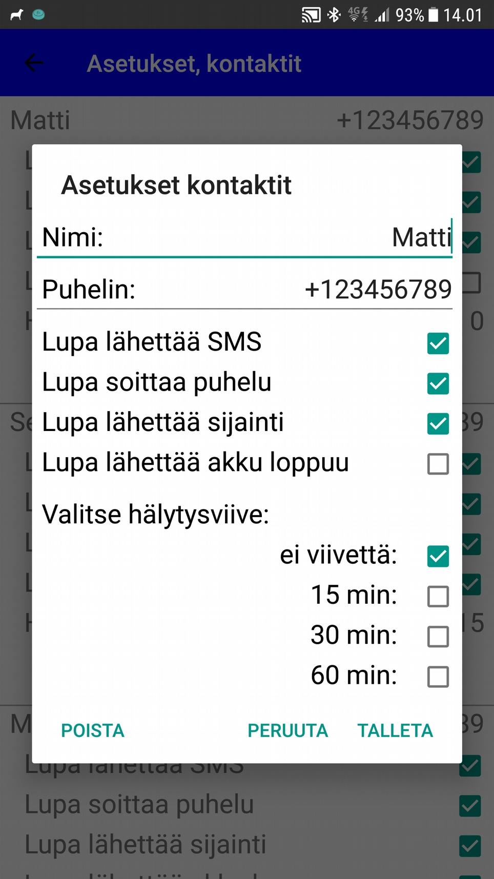 Puhelin : puhelinnumero, ainakin jos etäohjaus käytössä niin numeron pitää olla kansainvälisessä muodossa, siis +358.. Muutenkin se on suotavaa jos satut vaikka matkustamaan ulkomailla.