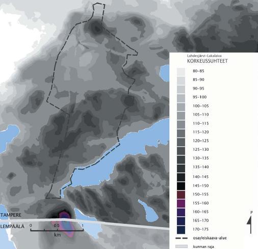 4 maastonmuotojen vaihtelevuus. Selvitysalueen korkeimmat (+146) kohdat sijoittuvat selänteillä kulkevalle päävedenjakajalle. Matalimmat ja alavimmat alueet ovat Särkijärven ranta alueet.