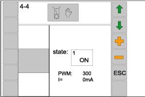 Pos: 19.46.41.44 /BA/Info-Center/CCI-ISOBUS-Terminal/CCI-EasyCut/EasyCut B 1000/Hauptmenüs/Hauptmenüs 4 Service/Diagnose analoge Aktoren EasyCut B 1000 @ 118\mod_1341923589258_71.