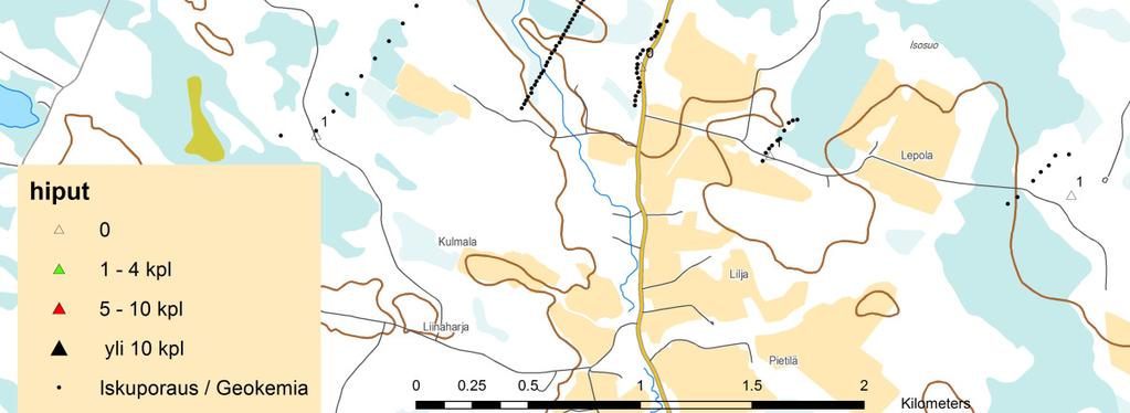 3 Geofysiikka Susikkaassa mitattiin noin 5 km 2 alue, jolla mittaussuunta oli NE-SW.