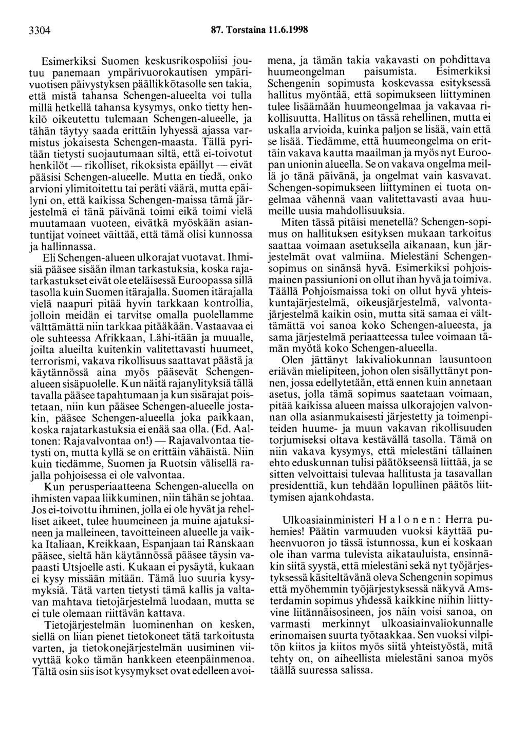 3304 87. Torstaina 11.6.