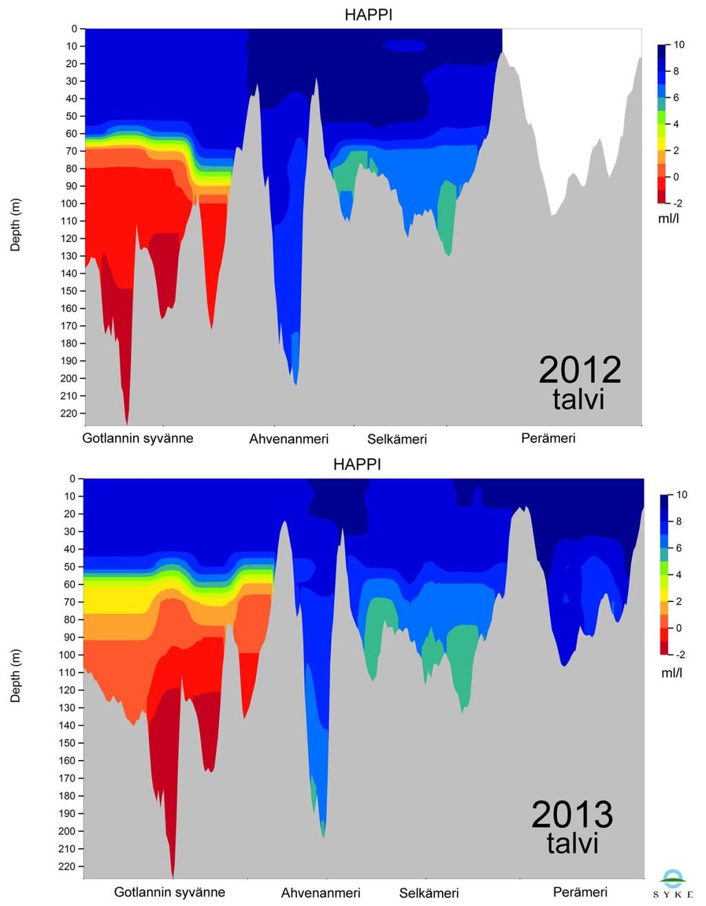 Itämeren happipitoisuus talvina 2012 ja 2013 Kalvo Seppo