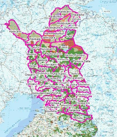 Poronhoitoalue ja Metsähallituksen maat ja vedet Poronhoitoalue kattaa 36 % Suomen ja 82 % valtion maiden maapinta-alasta Poronhoitoalueen pohjoisosa muodostaa ns.