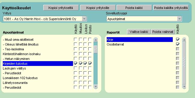 1 Apuohjelmat / Kirjeiden tulostus Kirjeiden tulostus apuohjelmalla on mahdollista tuottaa asukkaille kirjallista materiaalia (kirjeet, tiedotteet, kokouskutsut, yms.