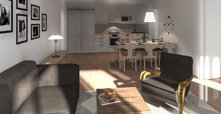 5 sunto Oy Järvenpään rina Visualisointikuva 58,5 neliön asunnosta (huoneistopohja sivulla 29). yit.fi/arina Monipuolinen valikoima. Valitse omasi!