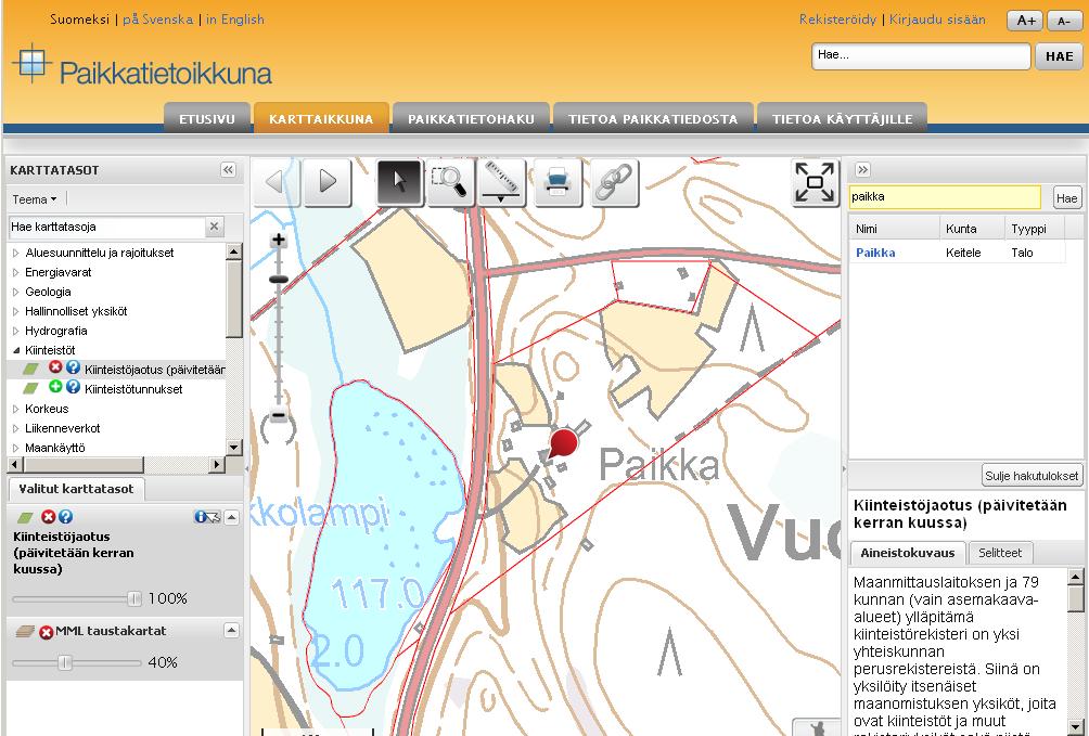 (elokuu 2010) Paikkatietohaku (marraskuu 2010) Kyselykäyttö