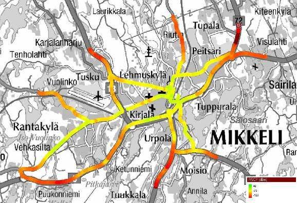 Paikkakunnat Mittaukset suoritettiin kaikkiaan 100 paikkakunnalla.