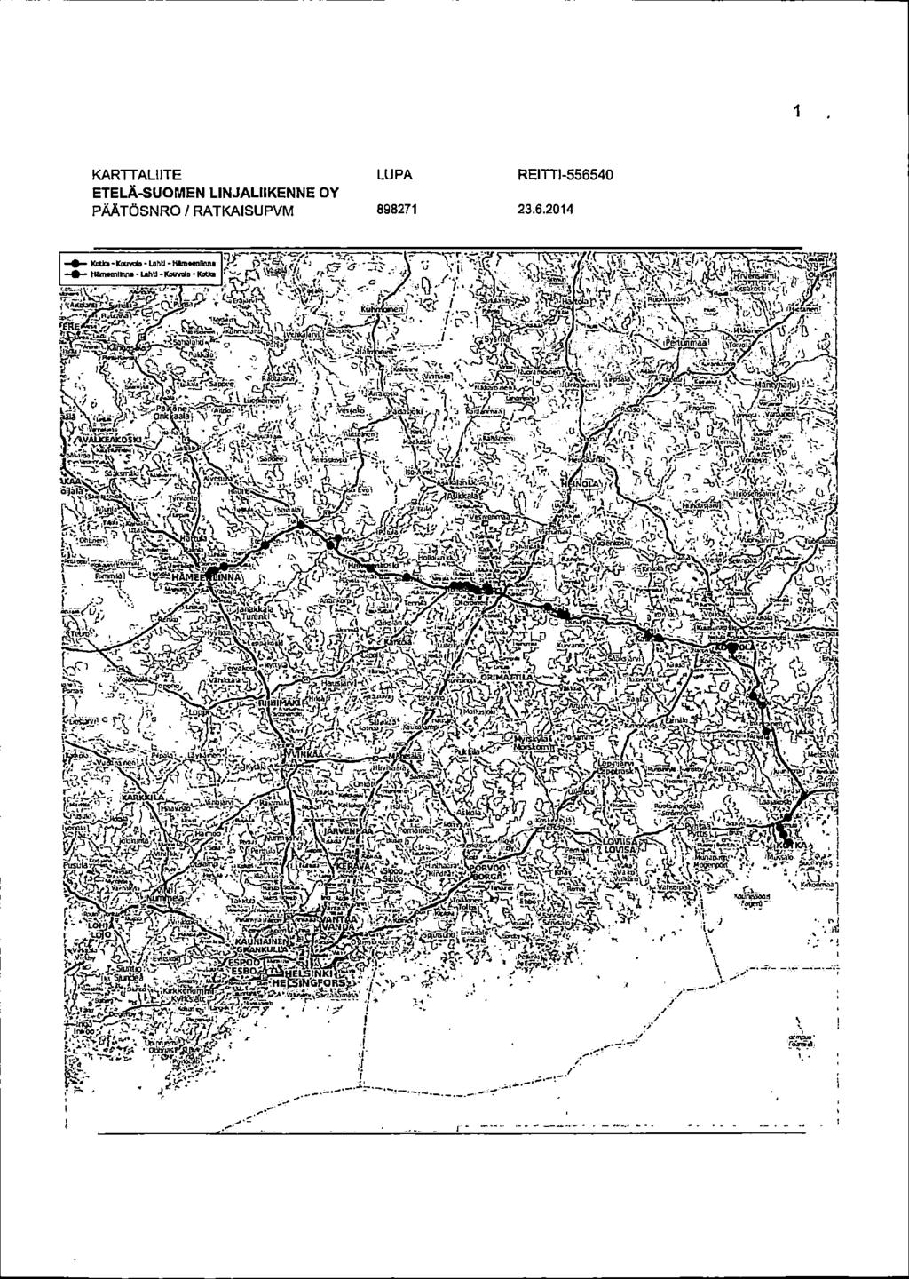 KARTTALIITE ETELA-SUOMEN LINJALtlKENNE OY PAATOSNRO / RATKAISUPVM 898271 Ktta Kauvda - unu - HtmMnnnni