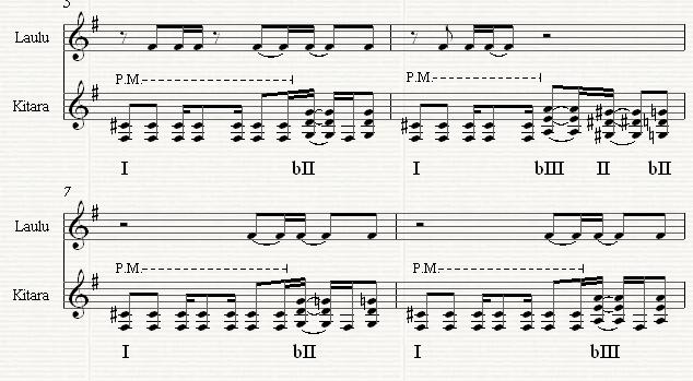 Säkeistön loputtua palataan taas E-pohjaiseen sävellajiin, joten sävelaskelta korkeammassa vaihdossävellajissa pysytään vain 8 tahdin ajan.