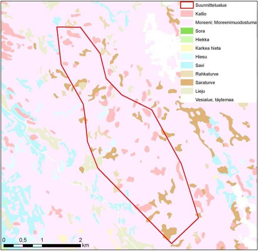 7.4 Nykytila Suunnittelualueen topografia on vaihtelevaa ja maaperän korkeus vaihtelee +10 +45 välillä. Alueen maaperä muodostuu pääasiassa moreenista, jota peittää ohut kangashumuskerros.