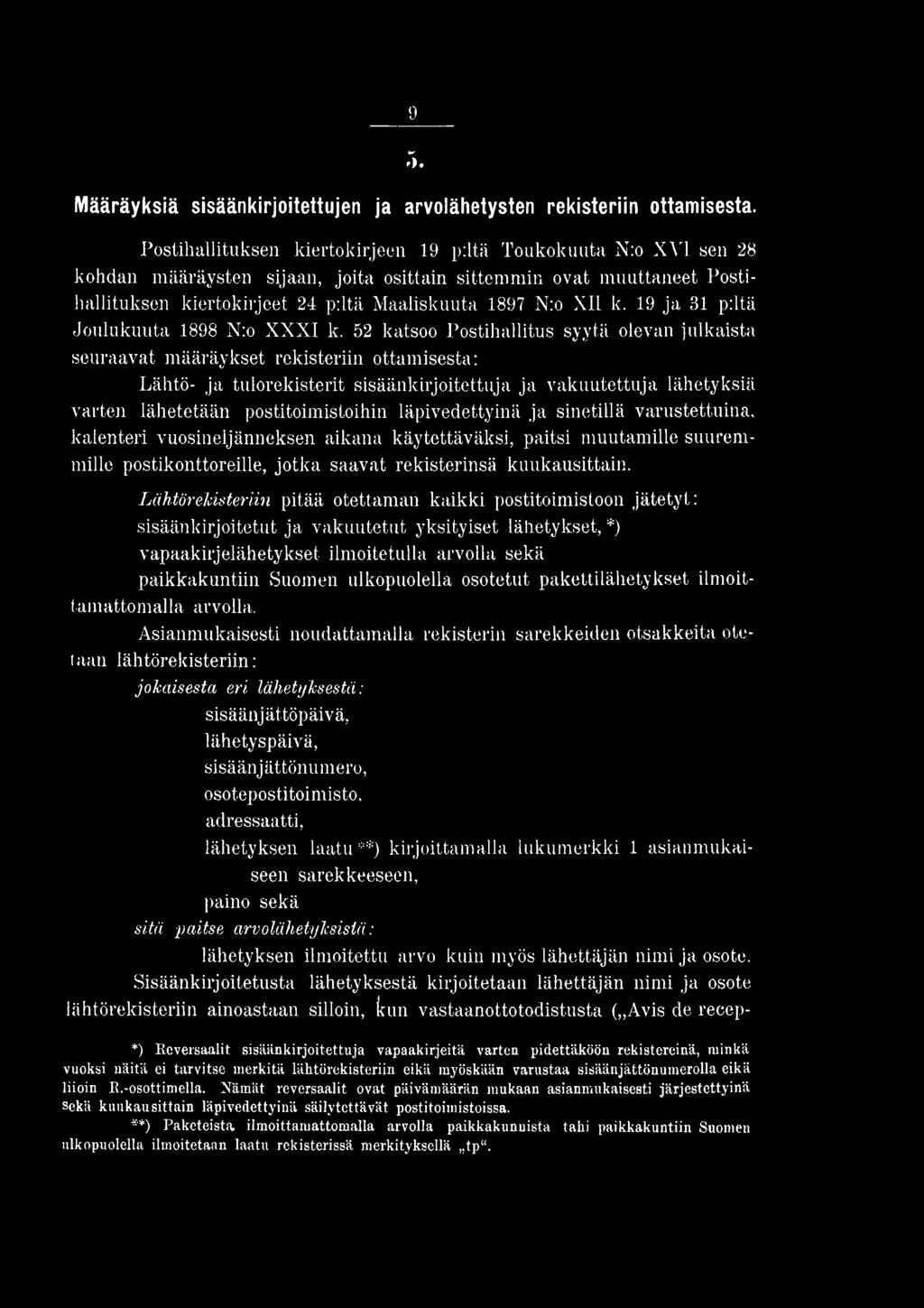 19 ja 31 piitä Joulukuuta 1898 N:o XXXI k.