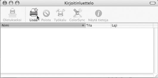 ja mene vaiheeseen 14. Jos käytössä on Mac OS X v10.2.8, valitse [Siirry]-valikosta [Ohjelmat]. 12 Kaksoisnapsauta [Kirjoittimen asetustyökalu]-kuvaketta ( ).