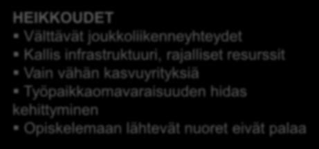 asteen koulutus Sijainti kasvava Pirkanmaa, VT11, VT12 ja rautatie HEIKKOUDET Välttävät
