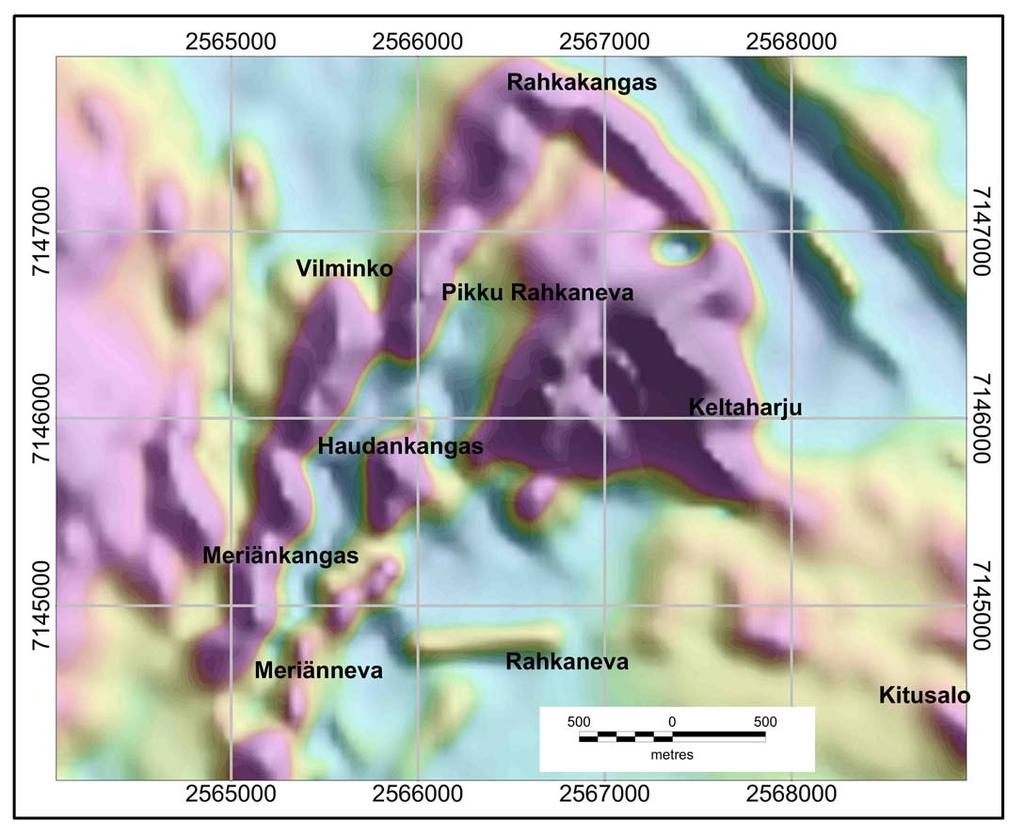 Kuva 3. Vilmingon alueen magneettinen kartta.