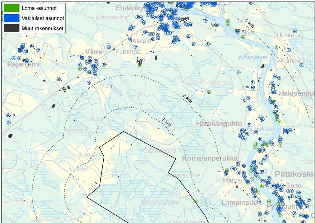 3 2.2 Asutus Pyhäjoen seudun asutus on keskittynyt rannikolle, Pyhäjokilaaksoon sekä suurimpien teiden varsille. Suunnittelualueella ei sijaitse asutusta.